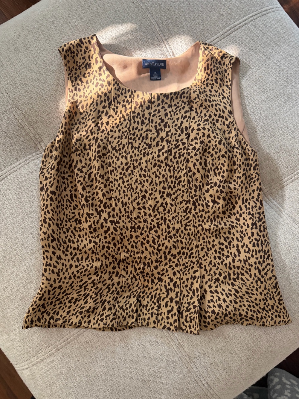Ann Taylor Leopard Print Sleeveless Blouse